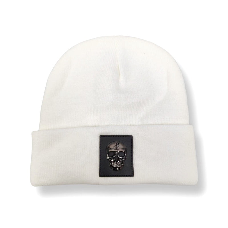 Gorro tipo beanie MVL Skull - blanco