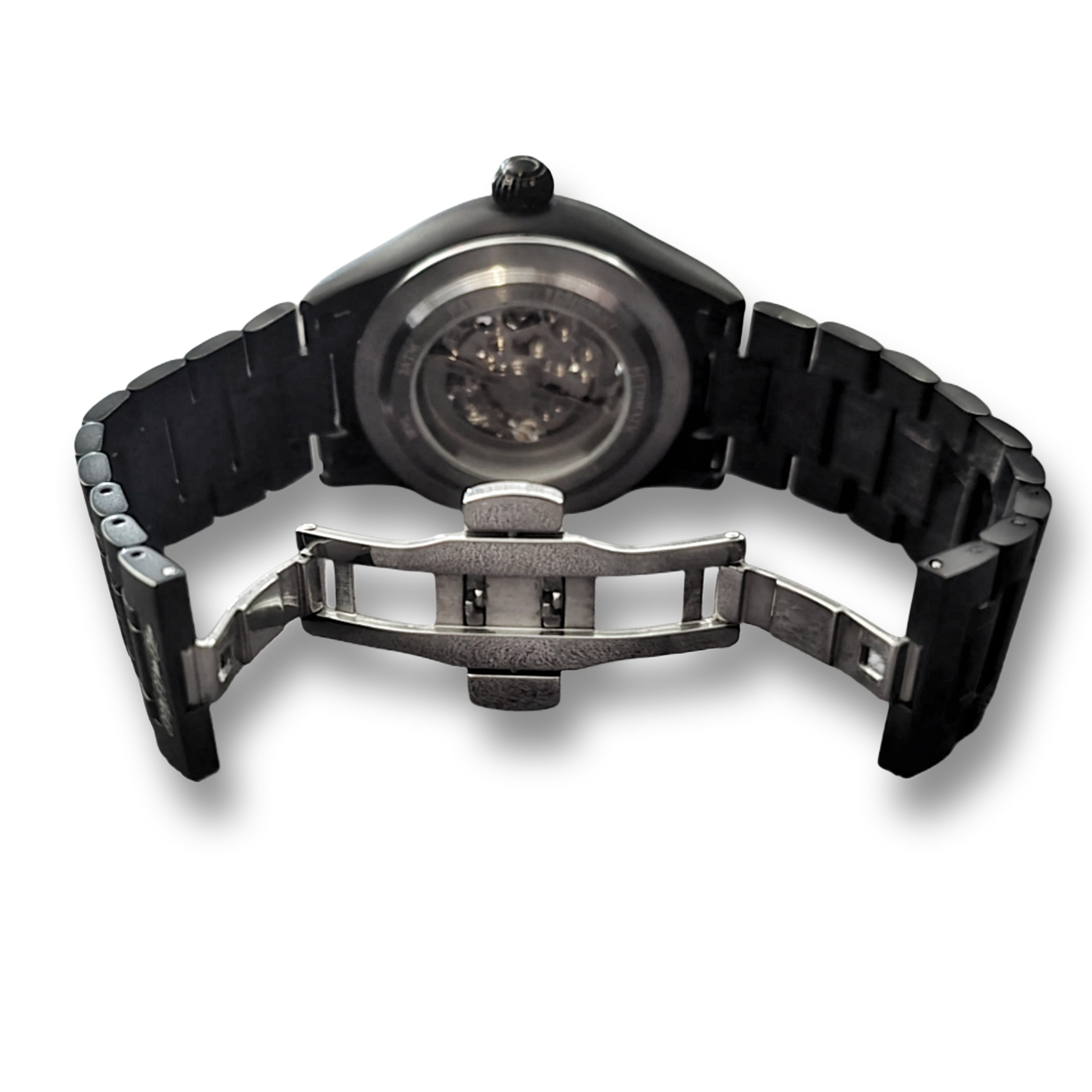 Montre-bracelet automatique MVL "Double skull" avec mouvement japonais - noir mat