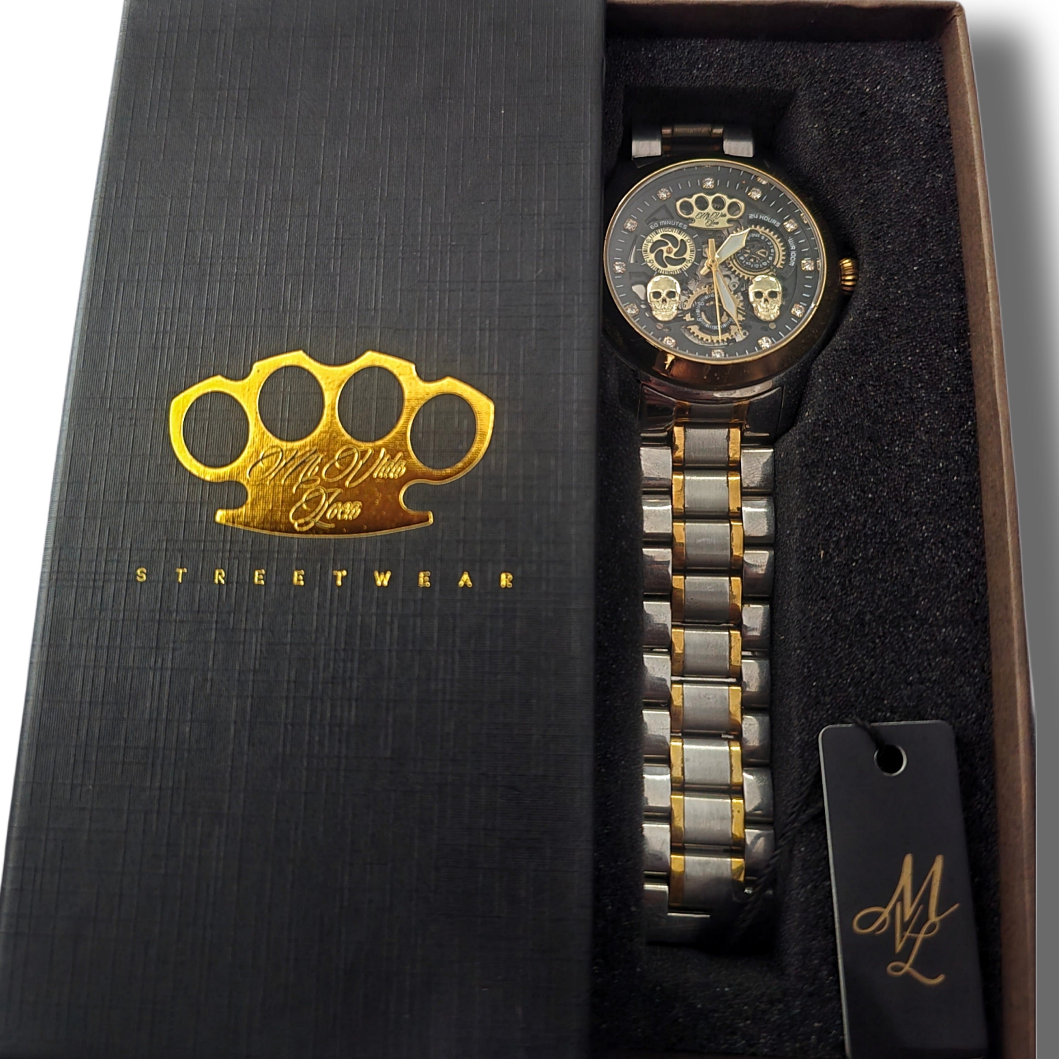 Montre-bracelet automatique MVL "Double skull" avec mouvement japonais
