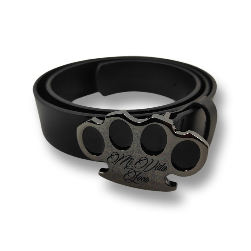 MVL leather belt - black line