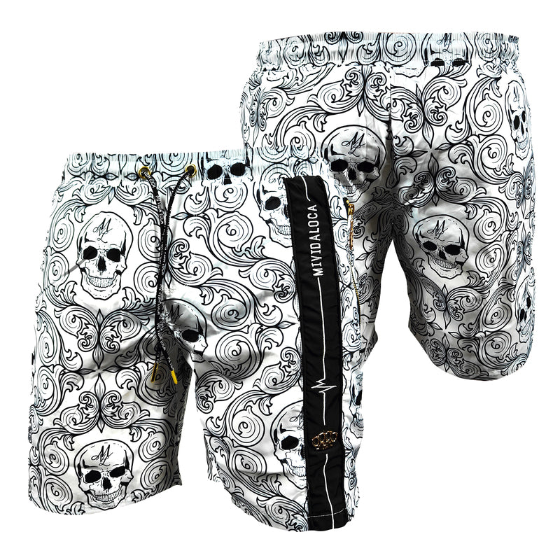 MVL «Skull madness» badeshorts - hvit