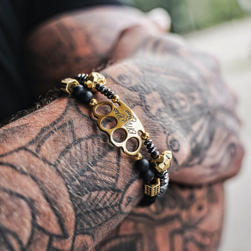 MVL „Polygonal skulls“ Armband schwarz/gold